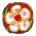 Cloisonne Choker Beads - Round Red Enamel Flower Art.