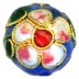 Cloisonne Craft Beads - Round Dominant Blue Enamel Flower Art.