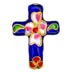 Cloisonne Cross Beads - Pendant Blue Color Enamel Flower Arts.