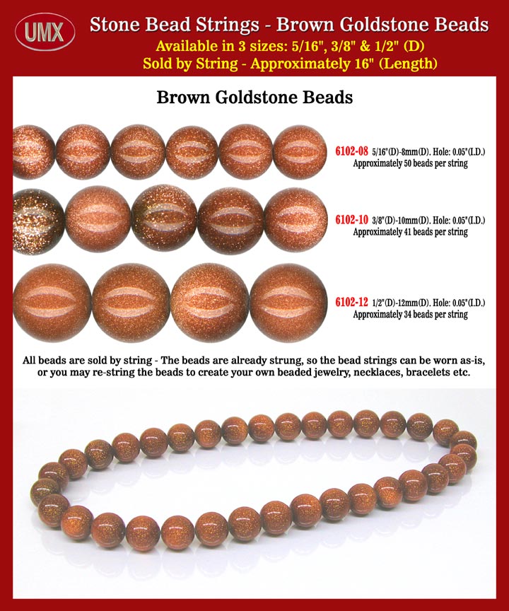 The attractive creamy brown goldstone beads can be used to make jewelry, necklace, bracelets, rings, bead crafts and more.