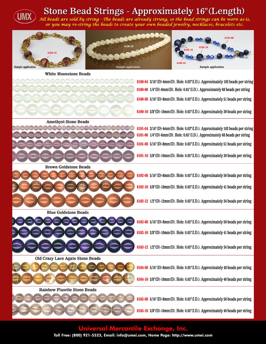 Stone Beads: Amethyst, Agate, Rainbow Fluorite, Goldstone, Moonstone, Old Crazy Lace Agate Stone Beads and Stone Bead Stores.