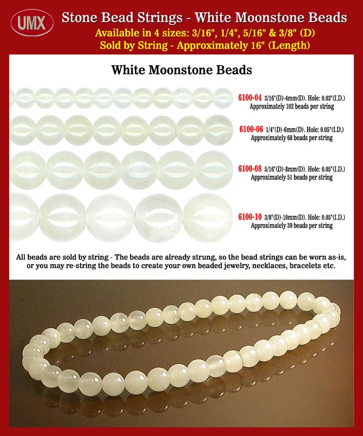 The attractive creamy white moonstone beads can be used to make jewelry, necklace, bracelets, rings, bead crafts and more.