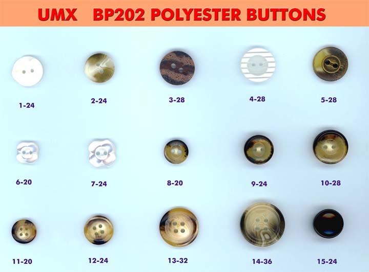 Polyester Buttons, 2-hole, 4-hole, Sew-Through Buttons, Clothing Buttons BP202
