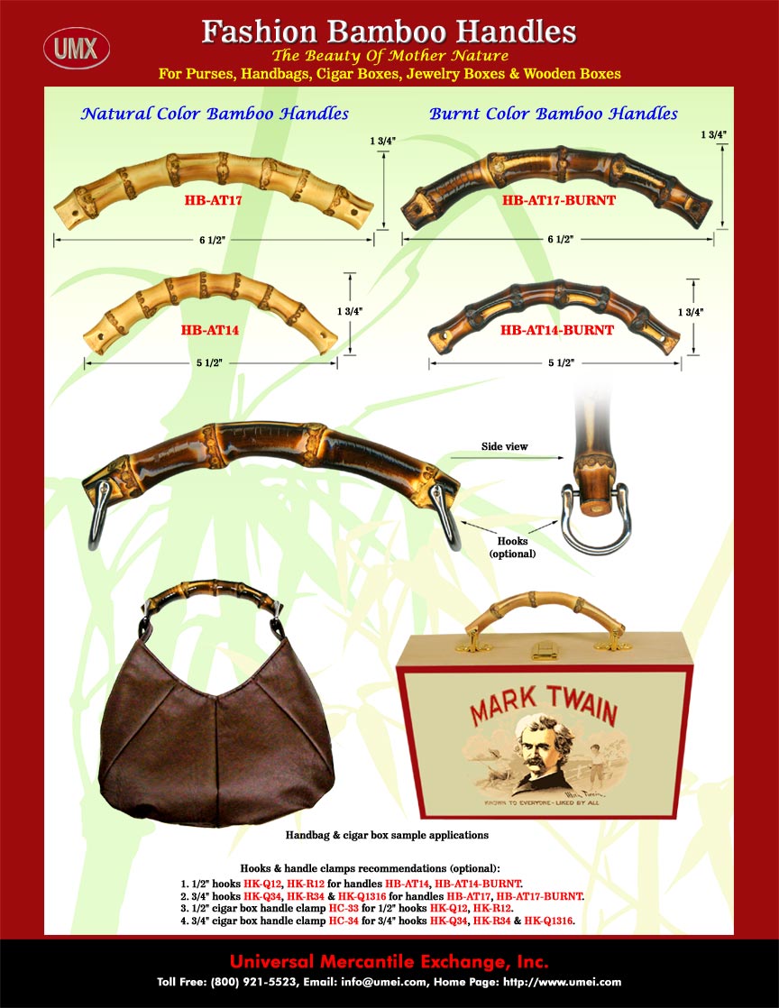 We are supplier of wholesale bamboo handles. Our bamboo handle can be use to make handbag, purse, cigar box, cigar purse, Boxes, cigar box purse, wood box and wooden boxes.