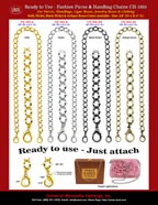Handbag Chain: Metal Strap: Gold, Antique Brass, Nickel and Black Nickel Chains.