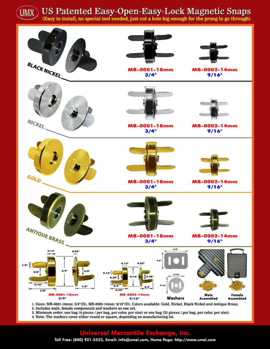 UMX Catalogue - US Patented Easy-Open-Easy-Lock
Magnetic Snaps