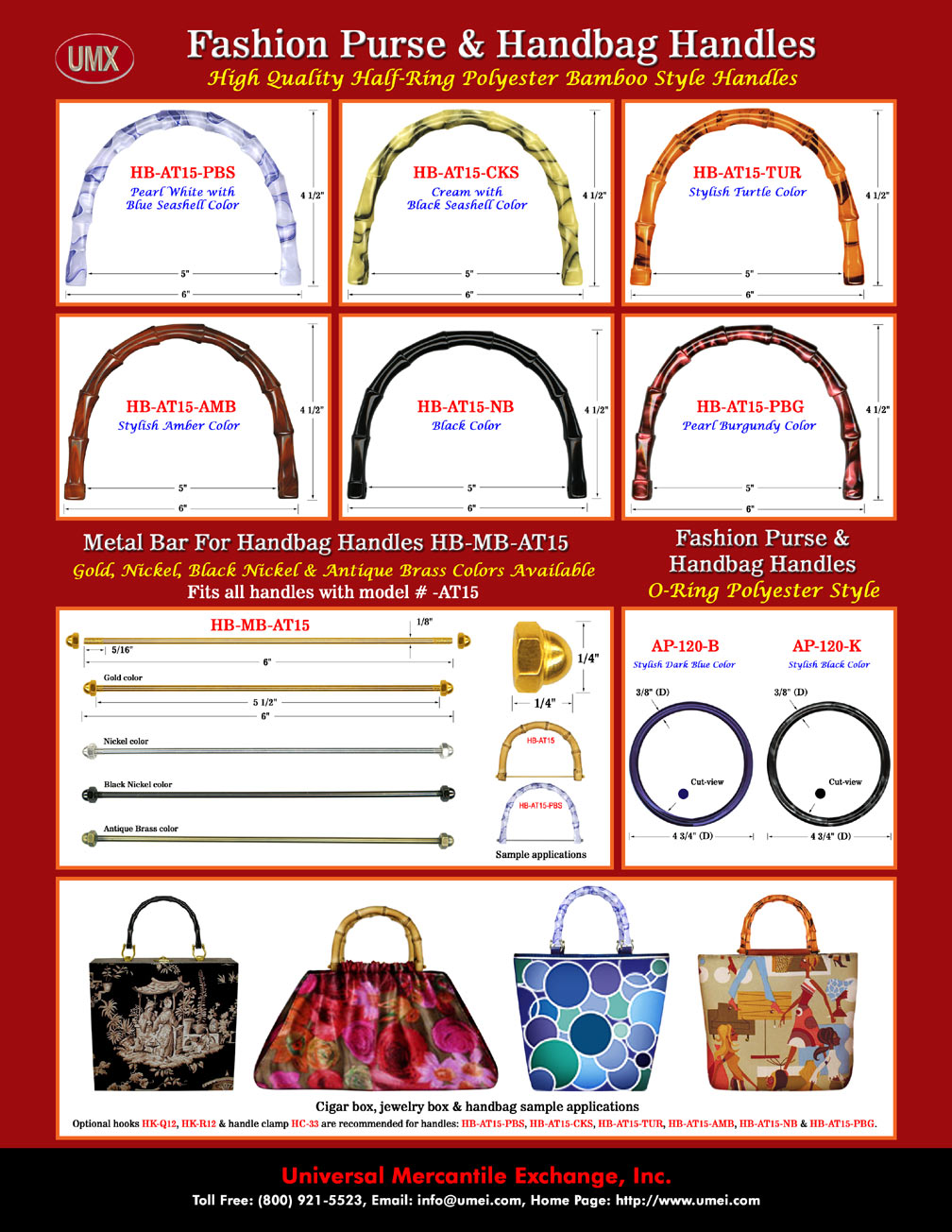 UMX Catalogues - Stylish Fashion Purse and Handbag Hardware - Polyester Bamboo
Handles