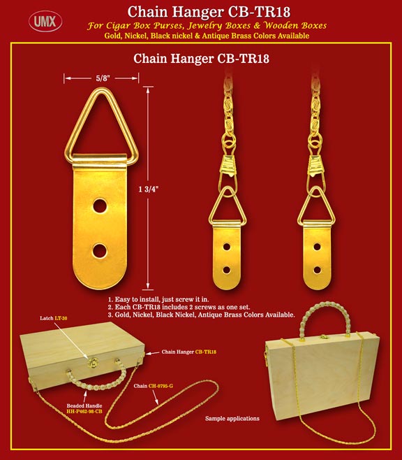 CB-TR18 Metal Chain Hangers With Screws For Cigar Box, Jewelry Box, Wood Boxes Hardware Accessory
