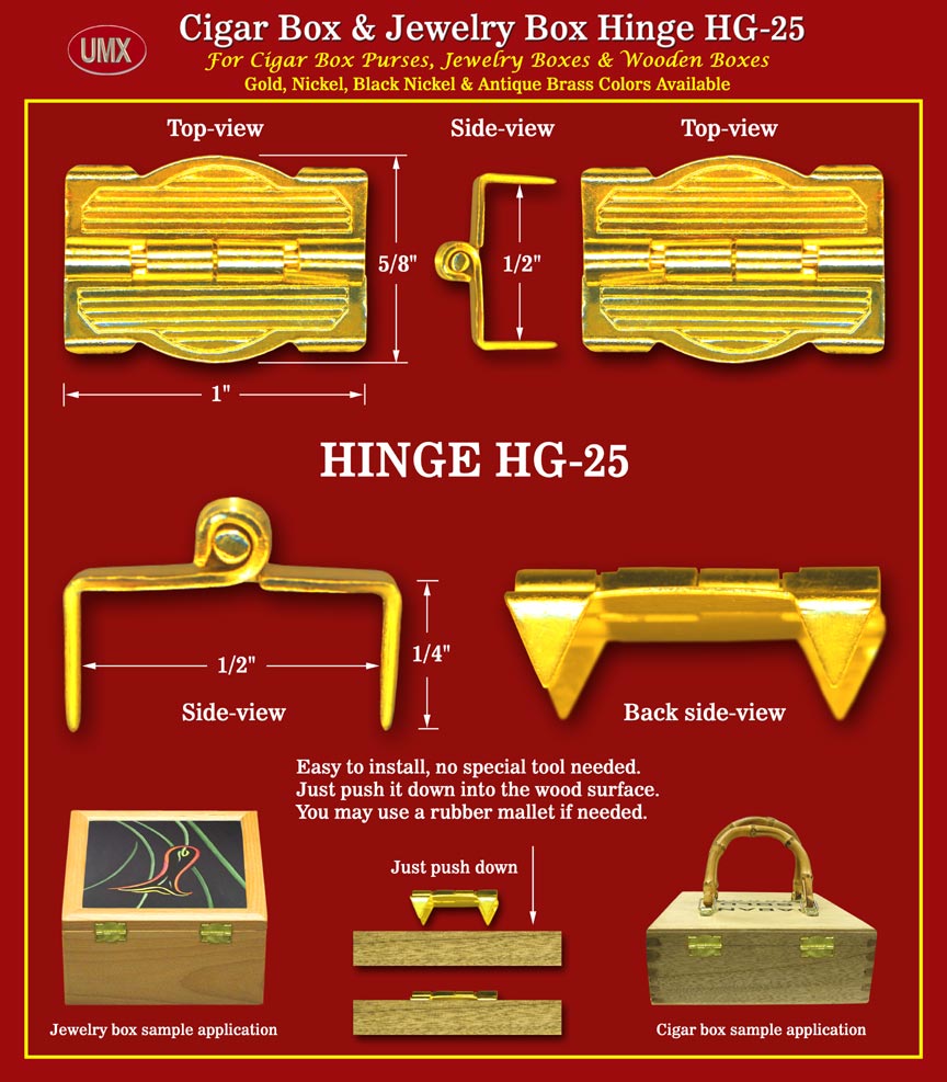 HG-25 Metal Hinges: Cigar Box, Jewerly Box, Wood Box Hinge Hardware Accessory