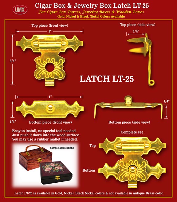 UMX LT-25 Metal Latch: Cigar Box, Jewelry Box, Wood Boxes Hardware Accessory