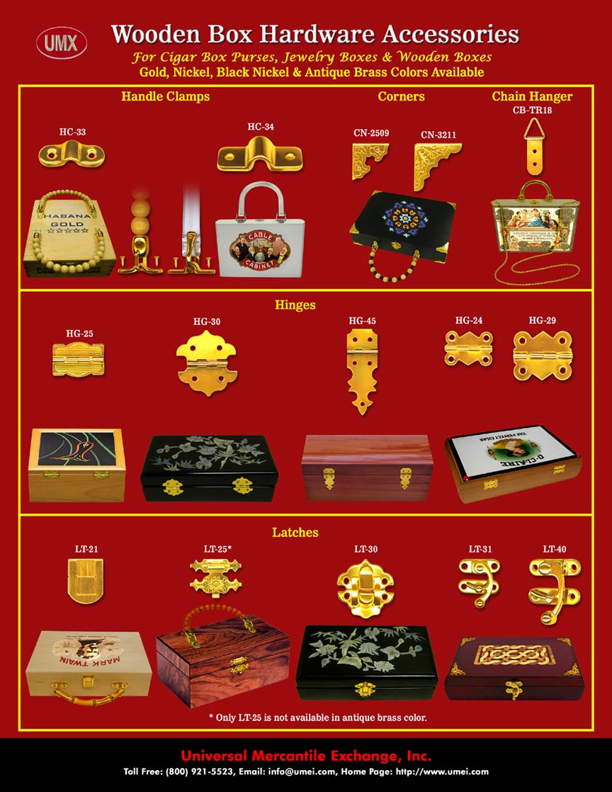 UMX Metal Hinge, Latch, Clamp Hardware Accessories For Wood Jewelry Box,  Cigar Box Purse, Wooden Boxes.