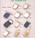 series 1: suspender clips, buckle clips, belt clips, footware clips, leather goods clips, adjstable clips
