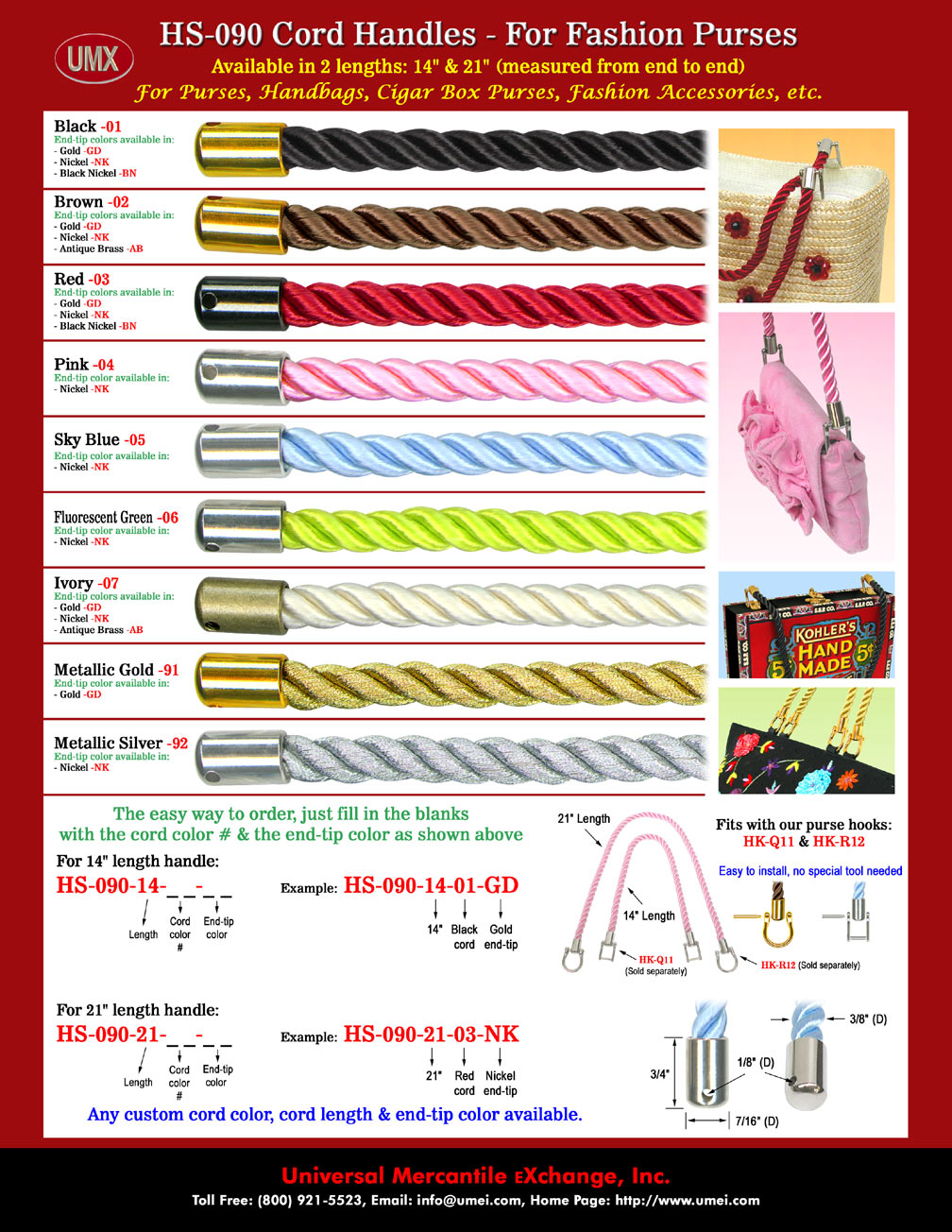 Fashion Cord Handles: For Purses, Handbags, Tote Bags, Cigar Boxes or Jewelry Boxes.