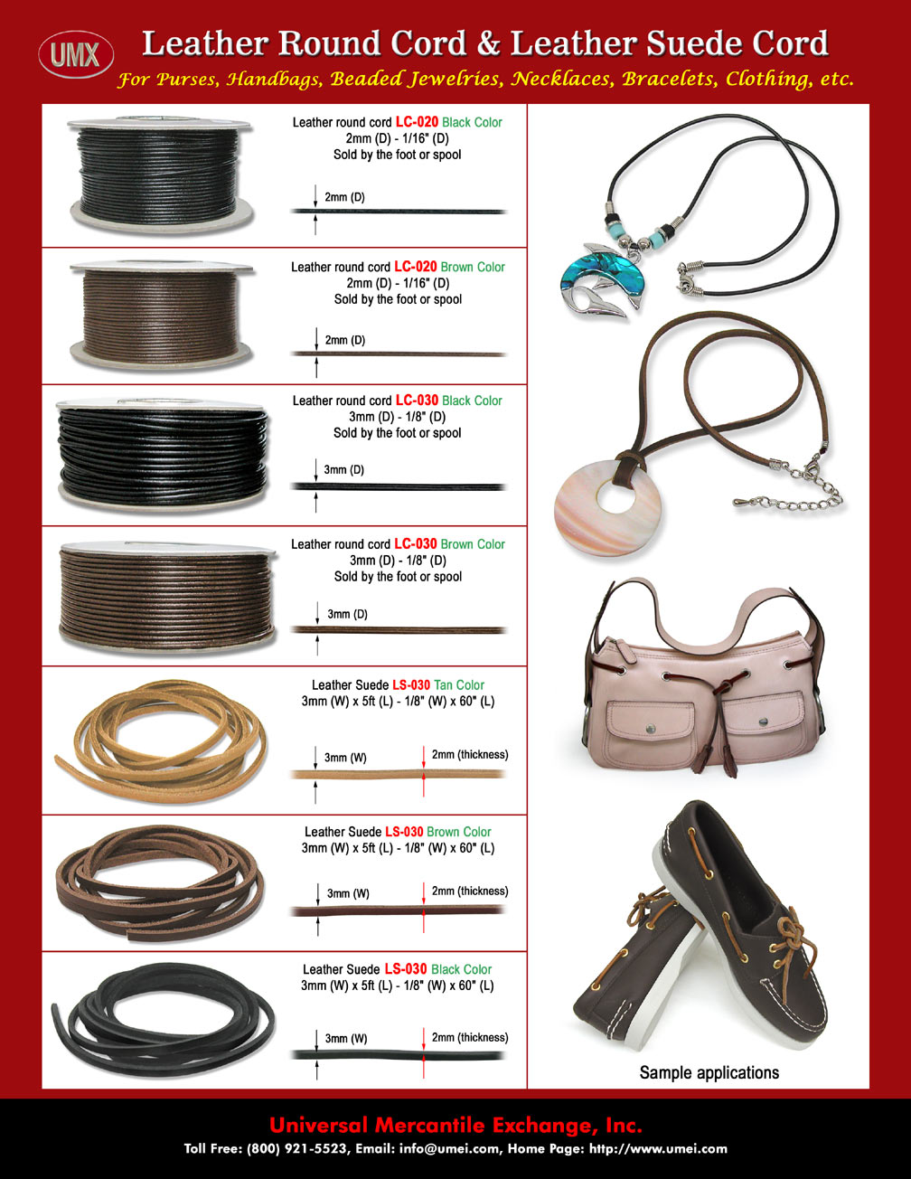 Leather Cord Supplies: Round Leather Cords and Leather Suede for Purse Crafts and Handbag Craft Making