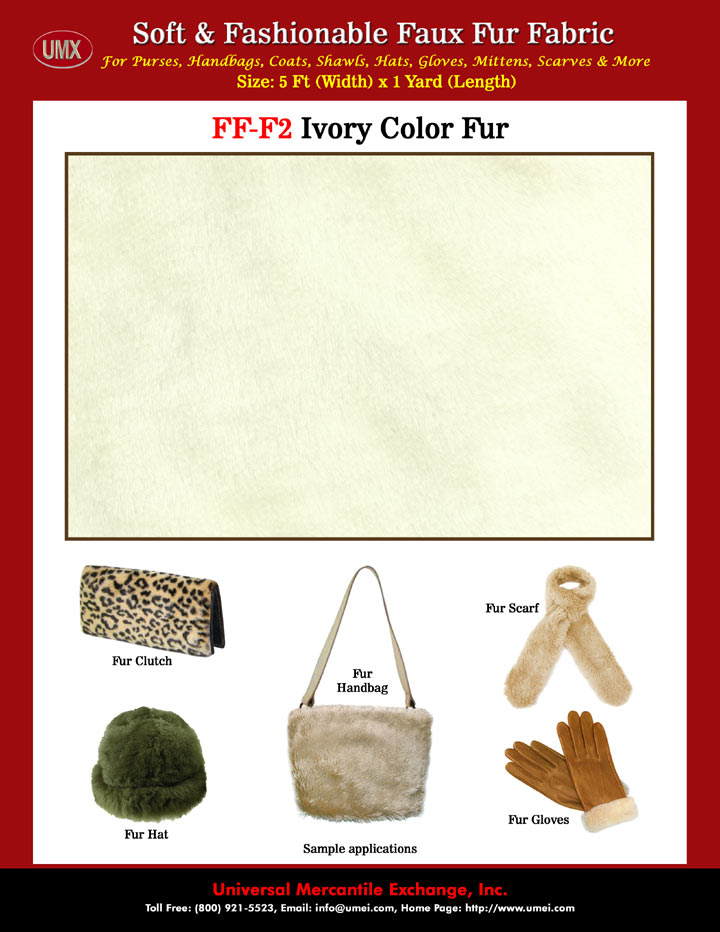 Ivory Color Fake Fur Purse Fabric Wholesale Store and Ivory Color Fake Fur Handbag Fabric Stores.