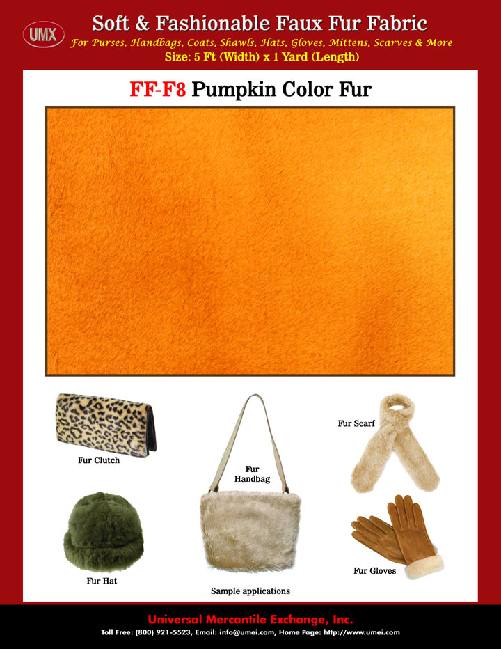 Pumpkin Color Fur Purse Fabrics and Wholesale Pumpkin Color Fur Handbag Fabric Store