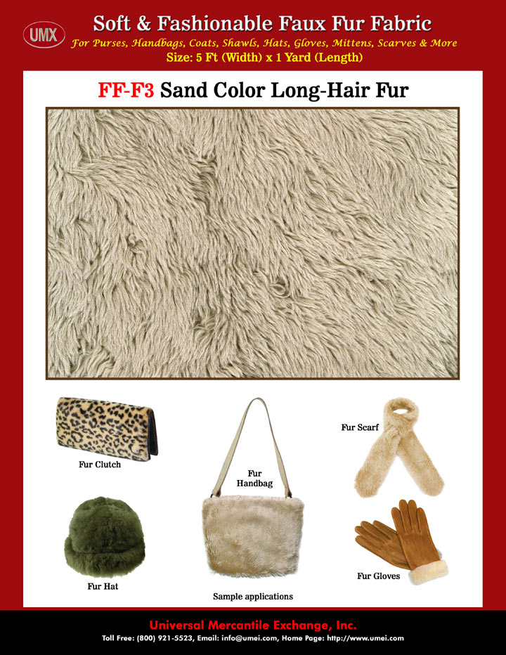 Sand Color Long Hair Fur Purse Fabric Wholesale Store and Sand Color Fur Handbag Fabric Stores.