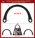 Designer Purse Handbag Handles: AP202K black color plastic handle