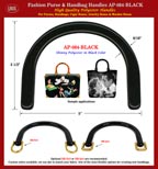 Wholesale Handbags, Purses, Cigar Box Purses Handles: AP-084 Black Color Plastic Handle