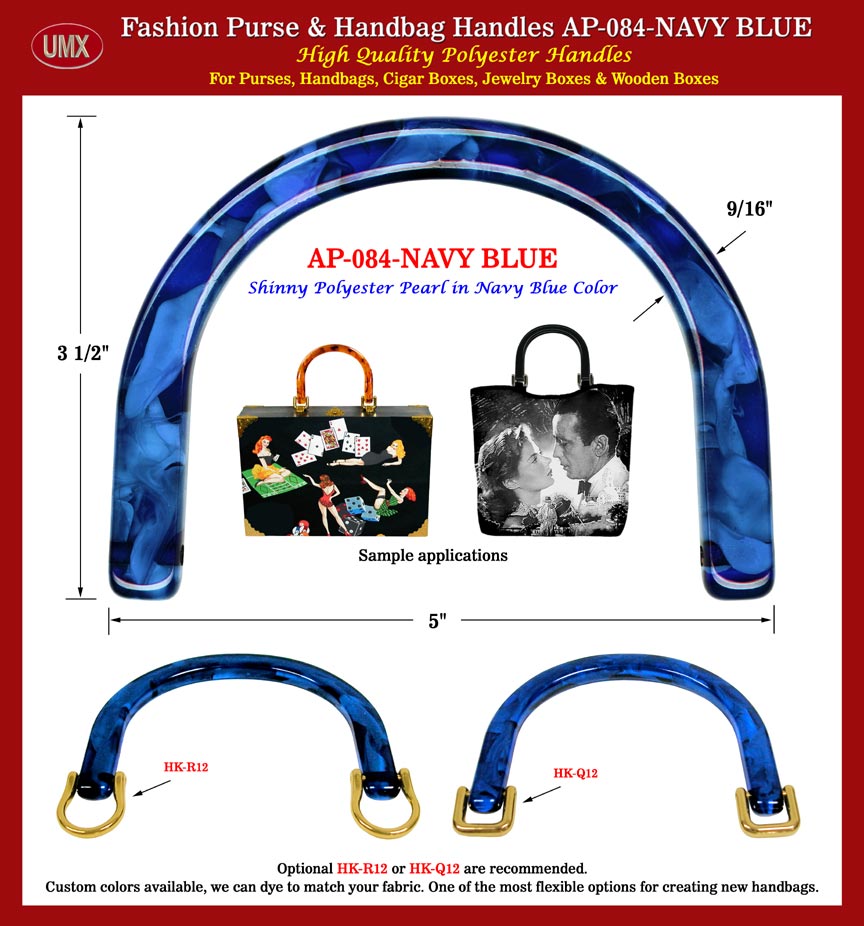 Cigar Box Purse Handles, Cigar Purse Handles Supply: AP-084 Navy Blue Color Plastic Handle.
