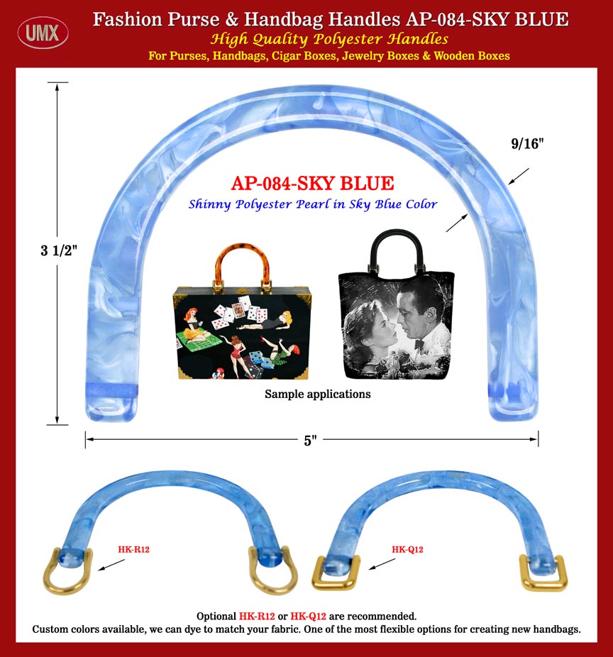 Wood Box Handbag Handles, Box Handbag Handles, Wooden Box Handbag Handles: AP-084 Light Blue Color Handle