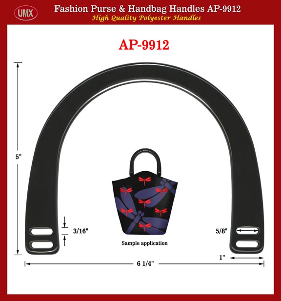 Plastic Handbag: Purse: Black Color Handle for webbing and strap hanger