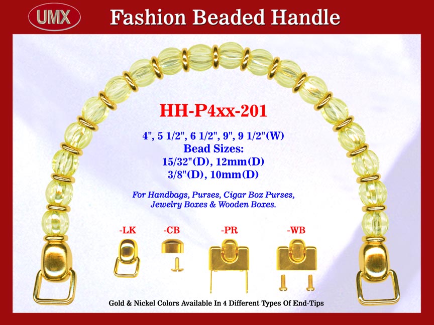 Beaded Designer Handbag Handle HH-P4xx-201 For Cigar Purse, Wooden Box