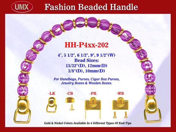 Beaded Designer Handbag Handle HH-P4xx-202 For Cigar Purse, Wooden Box