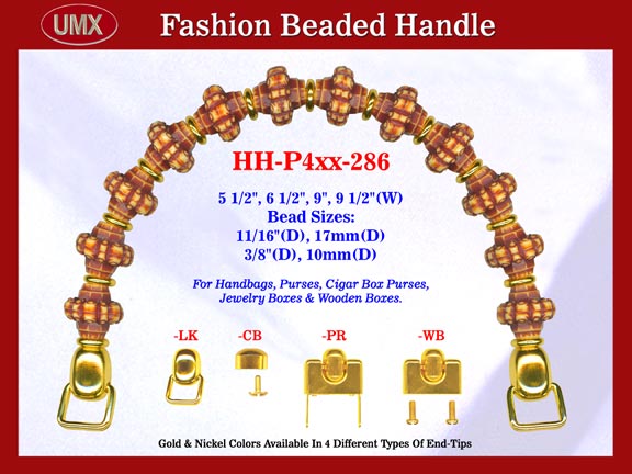 Designer Handbag Hardware - Beaded Purse Handles - HH-Pxx-286 with Antique or Bone Style Beads