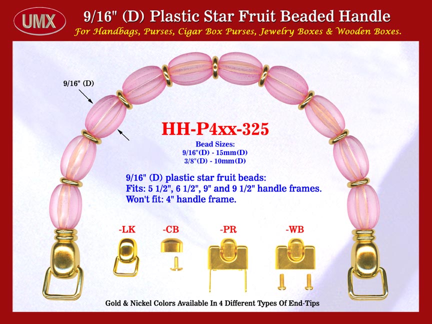 Cigar Purse Handle: Cigar Box Purse Handle, Star Fruit Beads Beaded Handle: Cigar Purse Handles - HH-Pxx-325