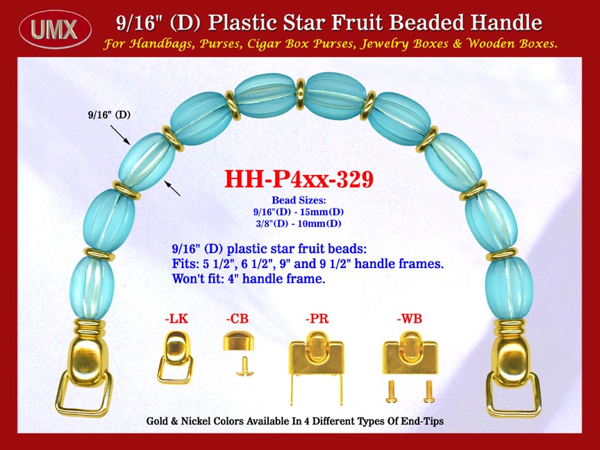Cigar Purse Handle: Cigar Box Purse Handle, Star Fruit Beads Beaded Handle: Cigar Purse Handles - HH-Pxx-329
