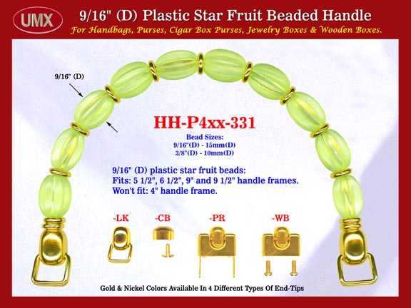 Cigar Purse Handle: Cigar Box Purse Handle, Star Fruit Beads Beaded Handle: Cigar Purse Handles - HH-Pxx-331