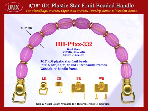 Cigar Purses Handle: Cigar Box Purses Handle, Star Fruit Beads Beaded Handles: Cigar Purses Handle - HH-Pxx-332