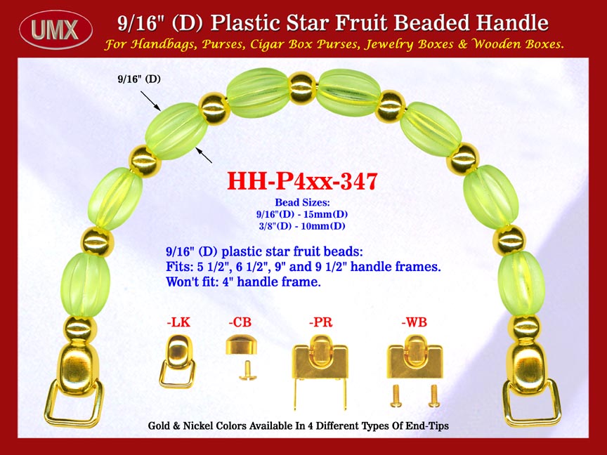 Cigar Purse Handle: Cigar Box Purse Handle, Star Fruit Beads Beaded Handles: Cigar Purse Handle - HH-Pxx-347