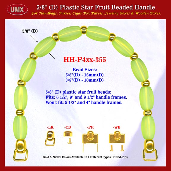 Wholesale Cigar Purse Handle, Wood Cigar Purse Star Fruit Beads Handle: Wooden Cigar Purse Handles - HH-Pxx-355