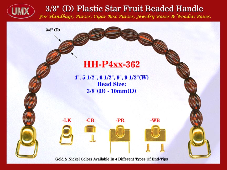 Cigar Handbag Purse Handle: Cigar Box Handbag Star Fruit Beads Purse Handle: Box Handbag Handles - HH-Pxx-362