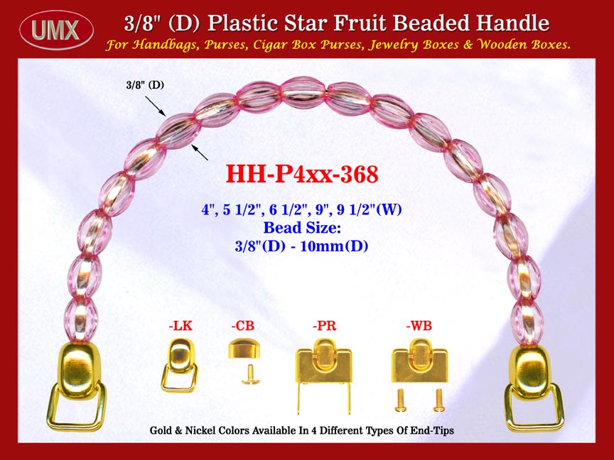 Cigar Box Handbag Purse Handle: Cigar Box Handbag Star Fruit Beads Purse Handle: Cigar Box Handbag Handles - HH-Pxx-368