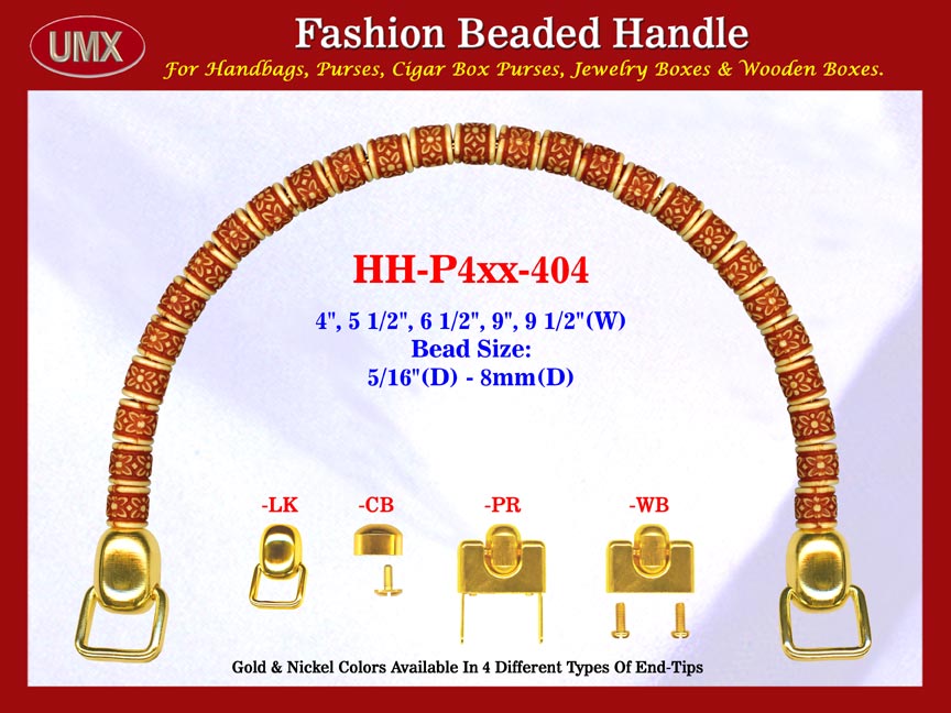 HH-Pxx-404 Beaded Handle with Flower Drum Cylinder Bone Beads For Designer Handbag Making 
