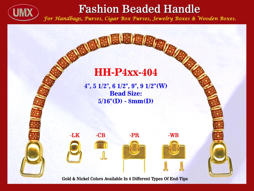 HH-Pxx-404 Beaded Handle with Flower Drum Cylinder Bone Beads For Designer Handbag Making