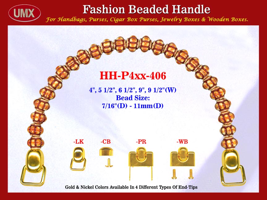 HH-Pxx-406 Beaded Handle with Carved Flower Drum Spacer Bali Bone Beads For Designer Handbag Making