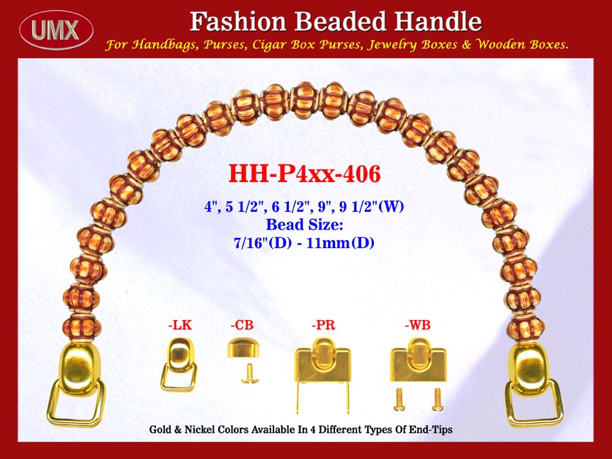 HH-Pxx-406 Beaded Handle with Carved Flower Drum Spacer Bali Bone Beads For Designer Handbag Making