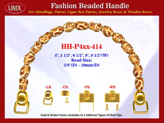 Hieroglyphics Twisted Cone Bali Bone Beads: HH-Pxx-414 Beaded Handles For Designer Handbags Making