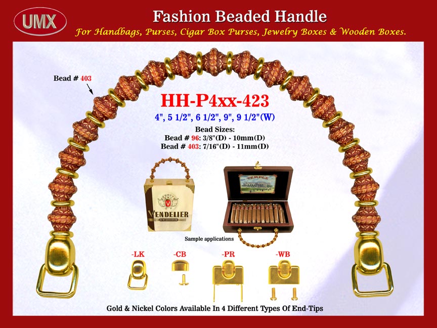 HH-Pxx-423 Beaded Handle with Bicone Beehive Beads and Round Spacer Beads For Wholesale Handbag Making Supplies