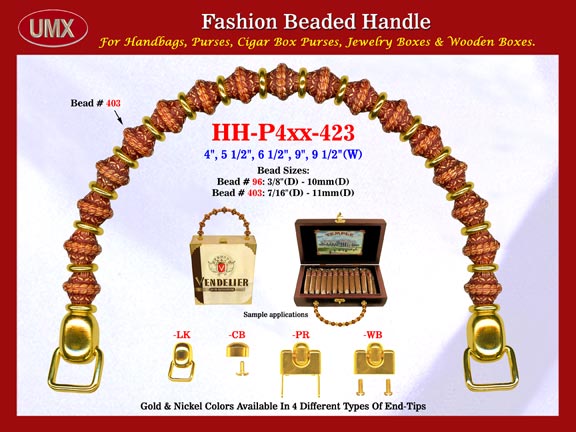Bicone Beehive Beads and Round Spacer Beads: HH-Pxx-423 Beaded Handles For Wholesale Handbags Making Supply