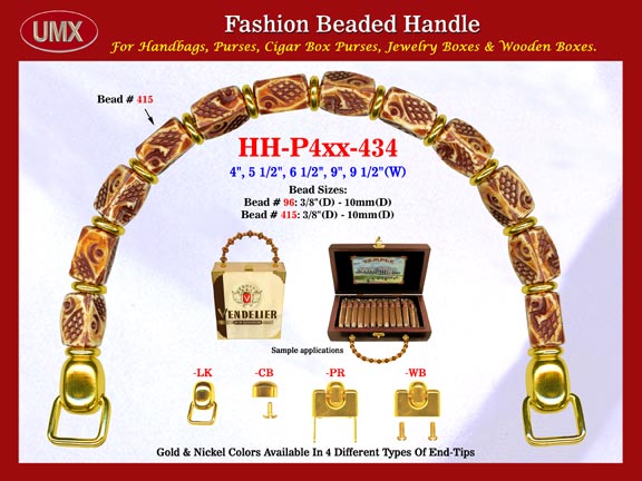 The wholesale handbag handles are fashioned from mixed flower Bali bead patterns, round metal beads.
