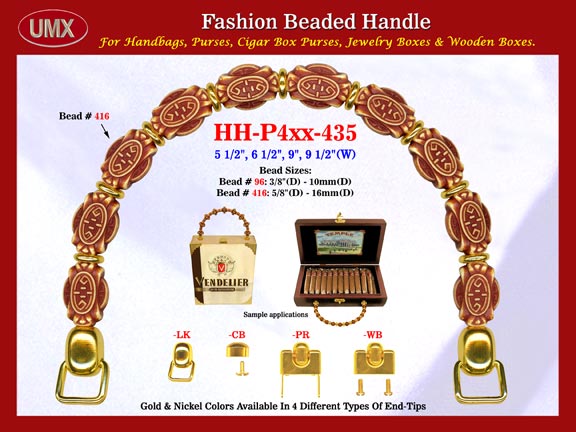 The wholesale handbag handles are fashioned from mixed Bali beads, carved Bali beads, flower Bali bead patterns.