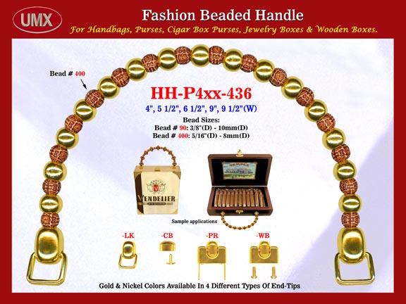 The wholesale handbag handles are fashioned from mixed round Bali beads, carved sun flower Bali beads and round metal beads.