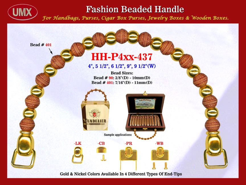 The wholesale handbags handles are fashioned from mixed pottery Bali beads, global flower Bali beads and metal Beads.