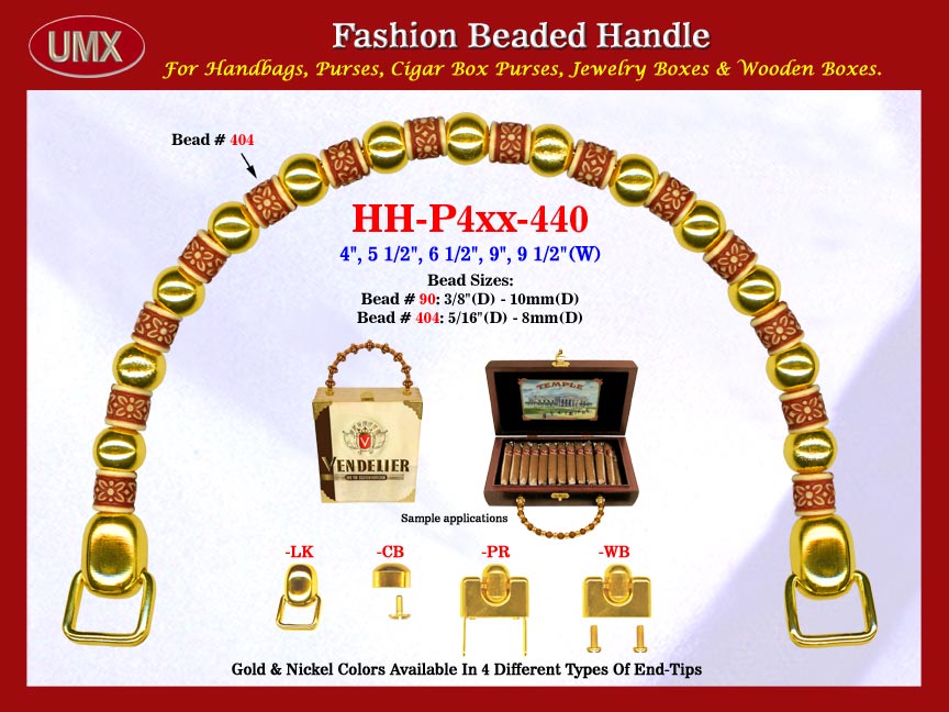 The wholesale handbag handles are fashioned from mixed beaded crafts, crafted beads, flower beads and metal beads.