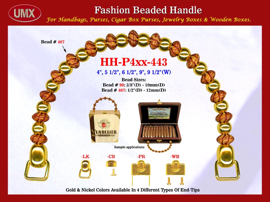 The wholesale handbag handles are fashioned from mixed spiral bead patterns crafted Bali beads and metal beads.